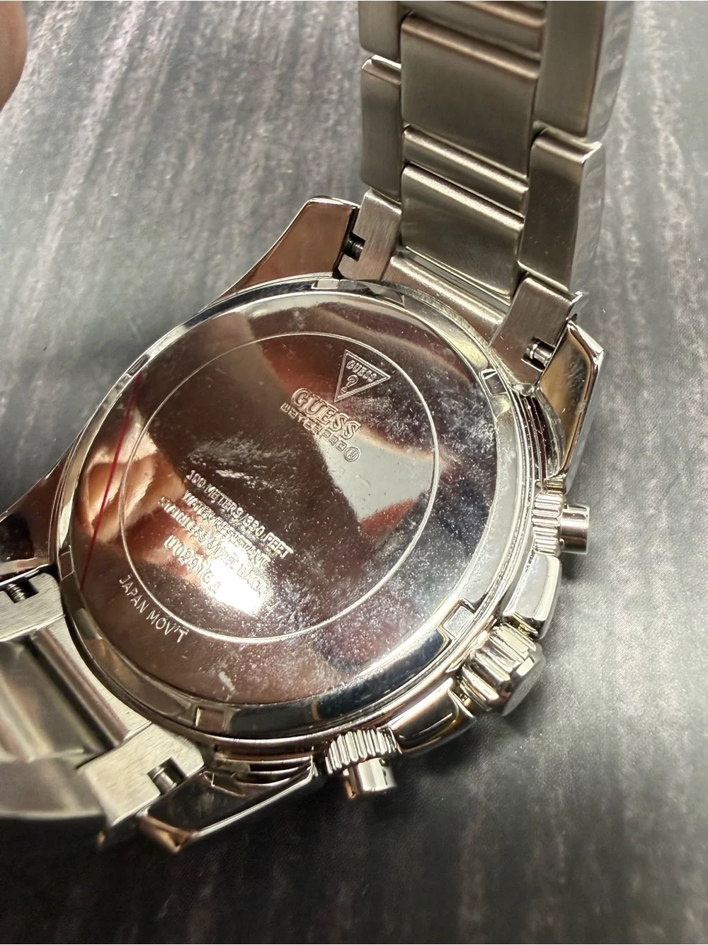 GUESS Watch Men White Embellished Dial & Stainless Steel U0291G4M